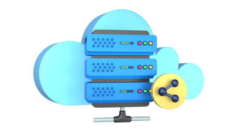 Cloud Sharing Server 3D Illustration