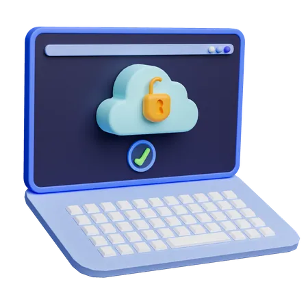 Cloud-Sicherheit auf dem Laptop  3D Icon