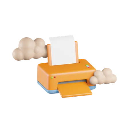 Cloud Smart Printer  3D Icon