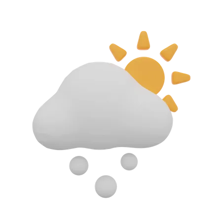 Cloud Snow Day Sun Weather  3D Icon