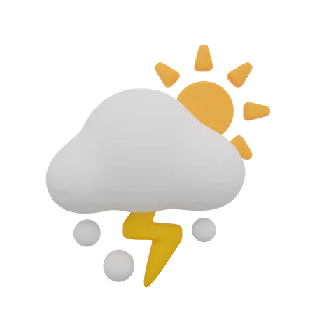 Cloud Snow Storm Thunder Day Sun Weather  3D Icon