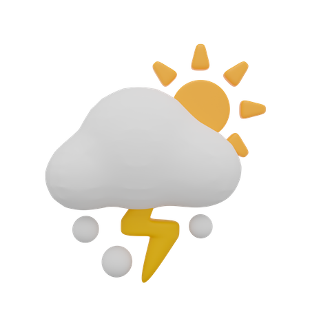 Cloud Snow Storm Thunder Day Sun Weather  3D Icon