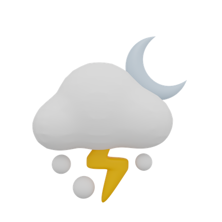 Cloud Snow Storm Thunder Night Moon Weather  3D Icon
