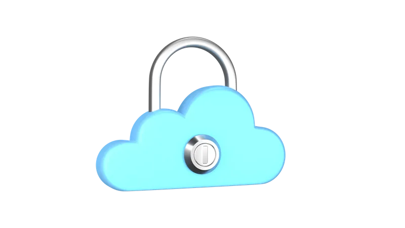 Cloud Storage Data Lock 3D Illustration