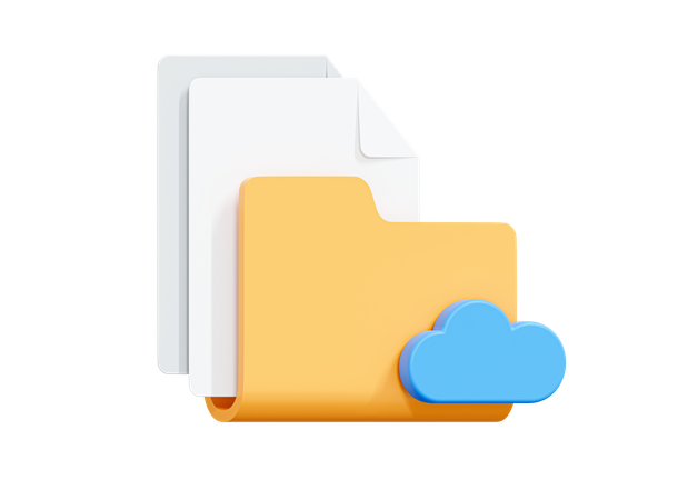 Cloud Storage Of Document Folders  3D Icon