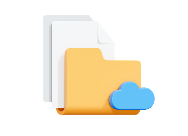 Cloud Storage Of Document Folders  3D Icon