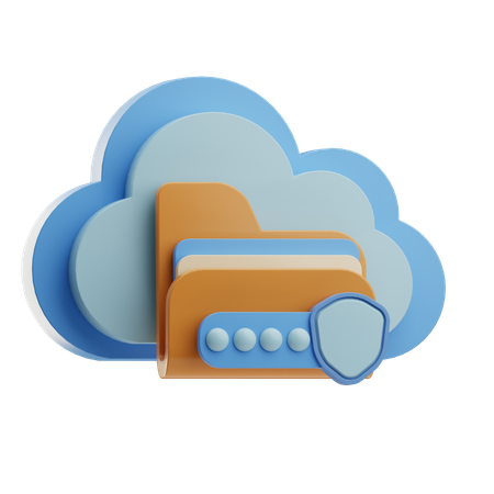 Cloud Storage Security  3D Icon