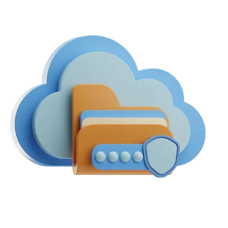 Cloud Storage Security  3D Icon