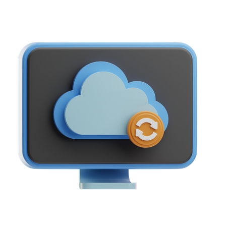 Cloud Storage With Refresh Symbol  3D Icon