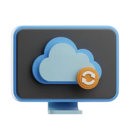 Cloud Storage With Refresh Symbol  3D Icon