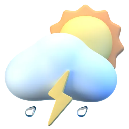 Cloud Sun Storm  3D Icon