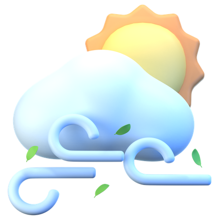 Cloud Sun Wind  3D Icon