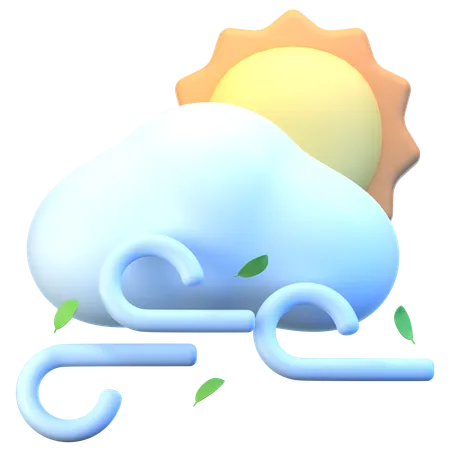 Cloud Sun Wind  3D Icon