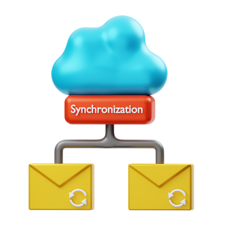 E-Mail zur Cloud-Synchronisierung  3D Illustration