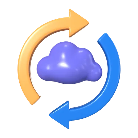 Cloud Synchronization  3D Icon