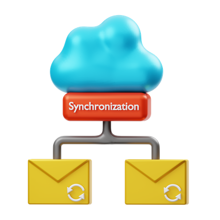 Cloud Synchronization Email  3D Illustration