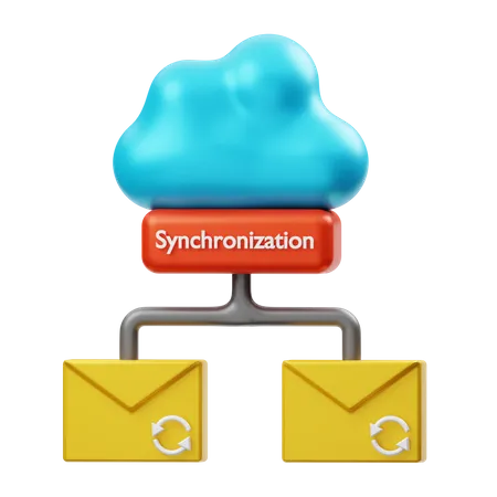 Cloud Synchronization Email  3D Illustration