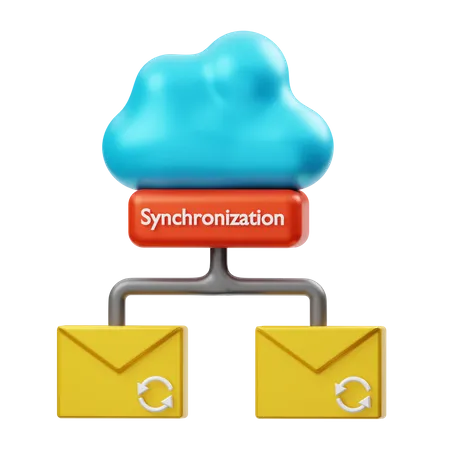 Cloud Synchronization Email 3D Illustration