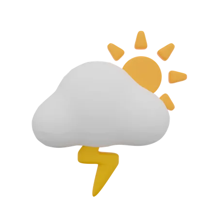 Cloud Thunder Day Sun Weather  3D Icon