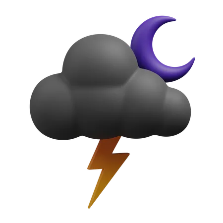 Cloud-thunder night  3D Icon