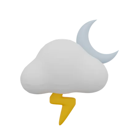 Cloud Thunder Night Moon Weather  3D Icon