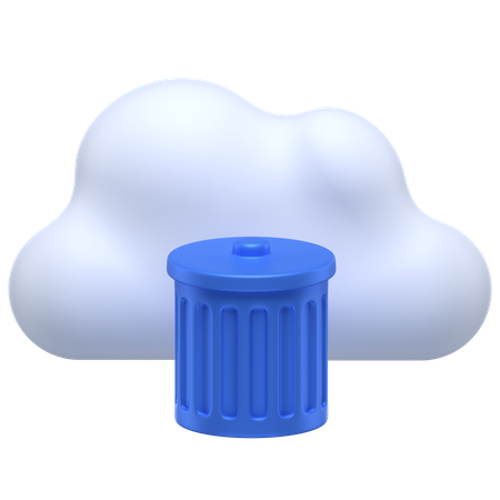 Cloud Trash Bin  3D Icon