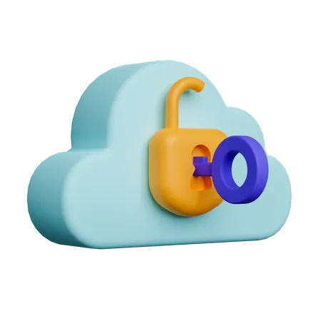 Cloud Unlock 3 D Icon 3D Icon