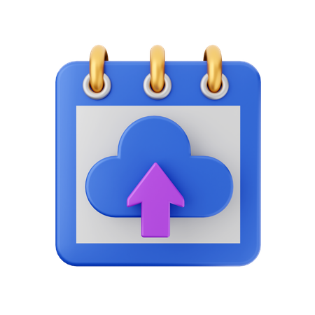 Cloud-Upload-Kalender  3D Icon