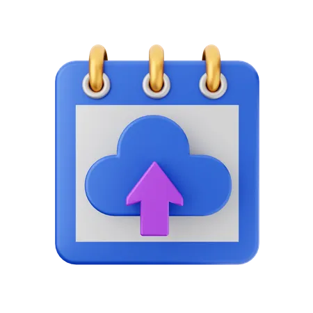 Cloud-Upload-Kalender  3D Icon
