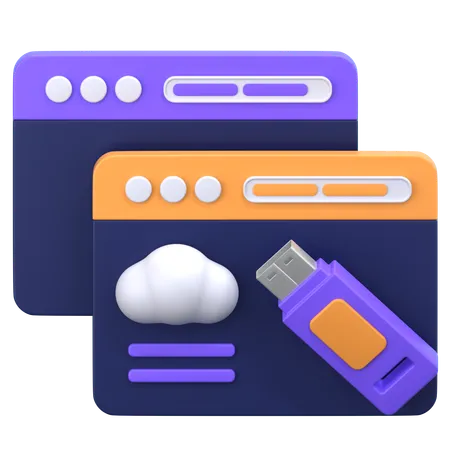 Cloud Usb  3D Icon