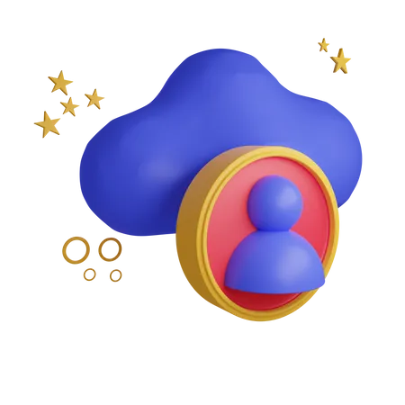 Cloud User 3 D Illustration Contains PNG BLEND And OBJ Files 3D Icon