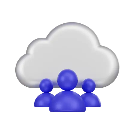 Cloud Users  3D Icon