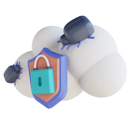 Cloud Virus Security  3D Illustration