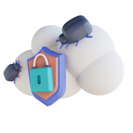 Cloud Virus Security  3D Illustration