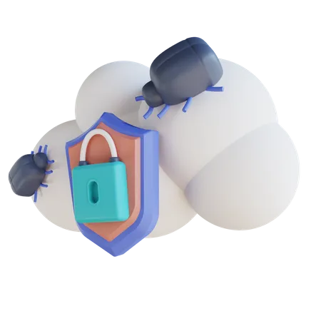 Cloud Virus Security 3D Illustration