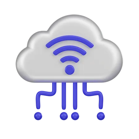 Cloud Wifi Signal  3D Icon