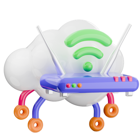 Cloud Wireless  3D Icon