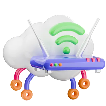 Cloud Wireless  3D Icon