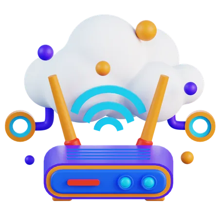 Cloud Wireless Router  3D Icon