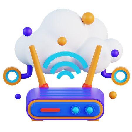 Cloud Wireless Router  3D Icon