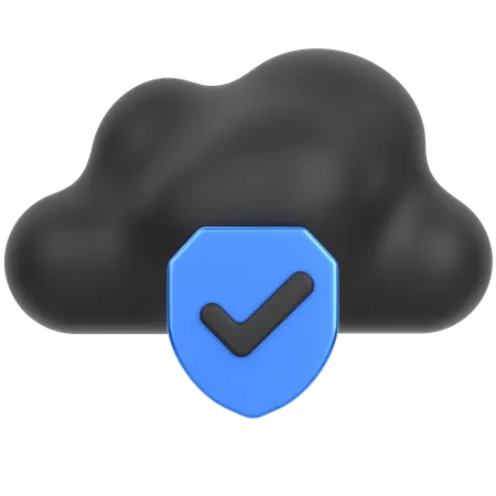 Cloud Wirh Shield  3D Icon