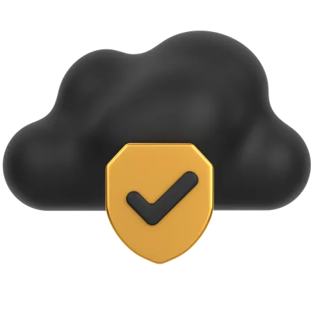 Cloud Wirh Shield  3D Icon