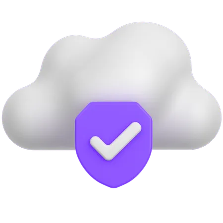 Cloud Wirh Shield  3D Icon