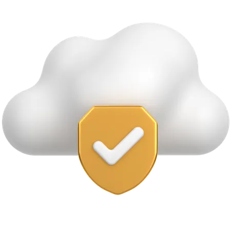 Cloud Wirh Shield  3D Icon