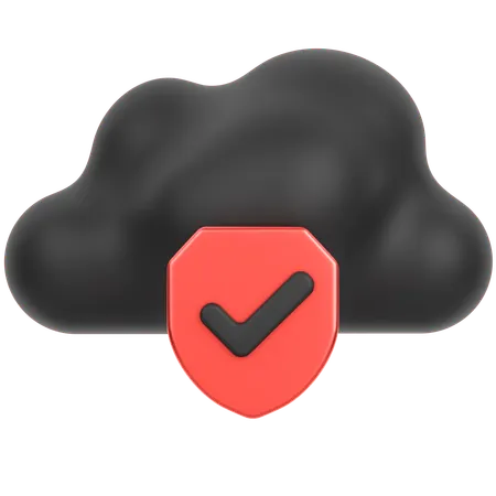 Cloud Wirh Shield  3D Icon