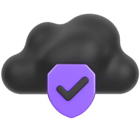Cloud Wirh Shield  3D Icon