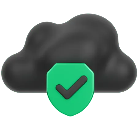 Cloud Wirh Shield  3D Icon
