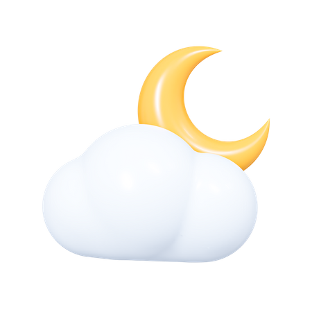 Cloud with Crescent moon  3D Icon