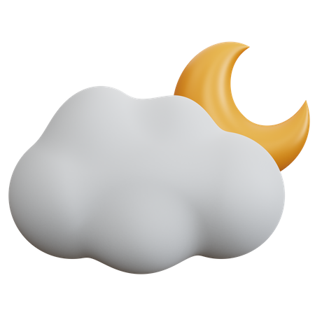 Cloud With Crescent Moon 3D Icon