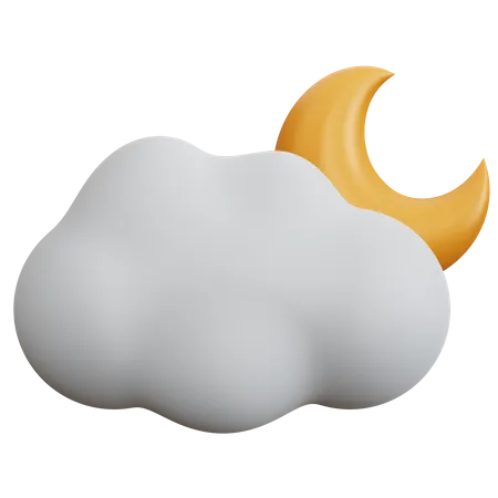 Cloud With Crescent Moon  3D Icon